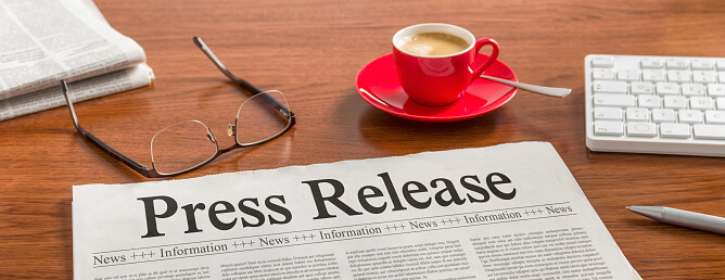 press release maagine cup of cofffee and glass